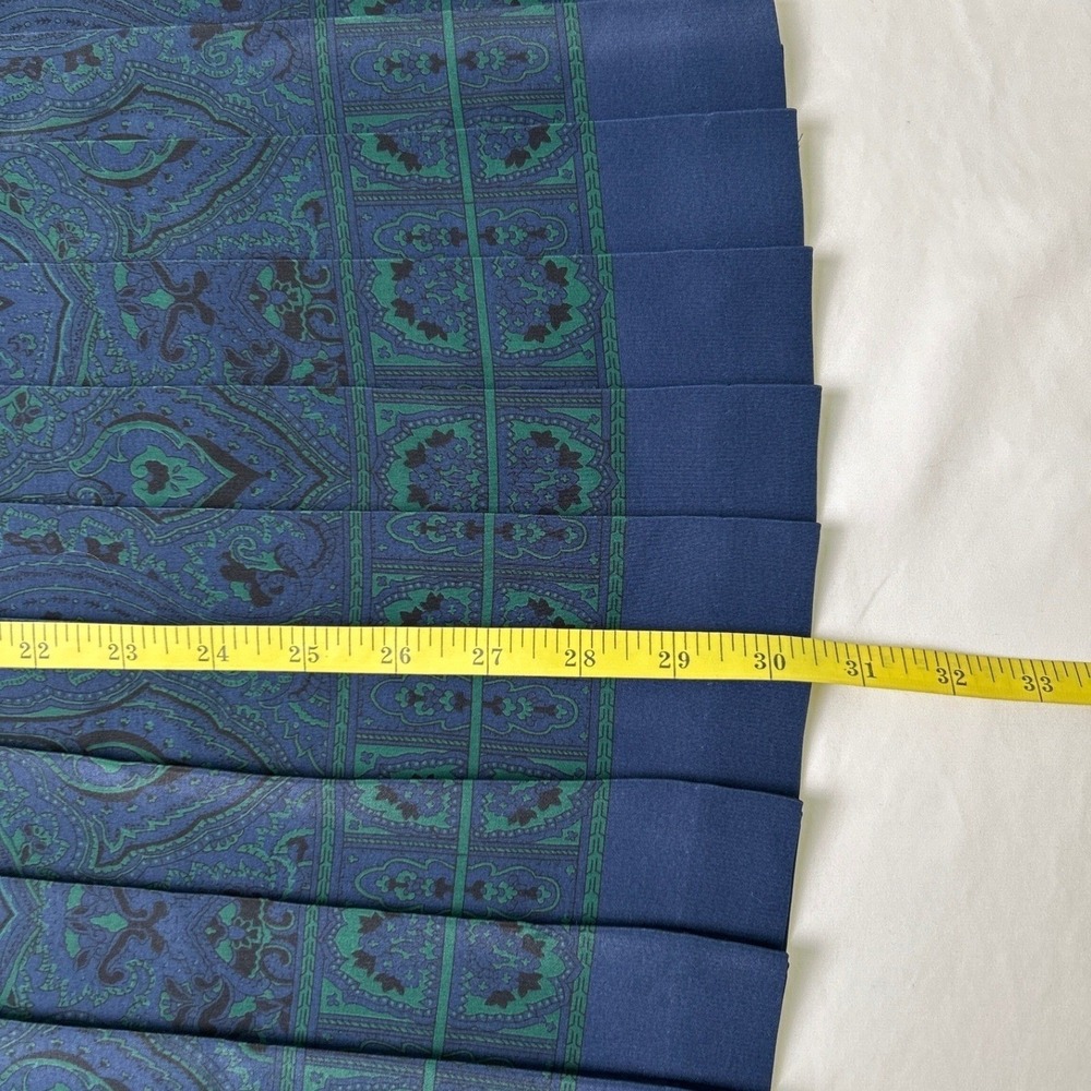 Leslie Fay Womens Vintage Paisley Pleated Midi Skirt Size 16 Navy Blue Green - Picture 8 of 10